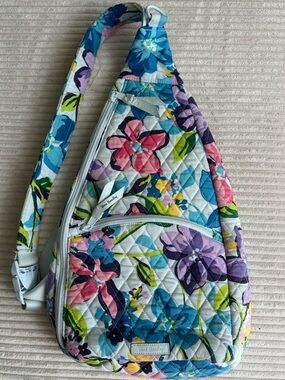 Vera Bradley Quilted Floral Crossbody Sling - Blue, Pink, Purple